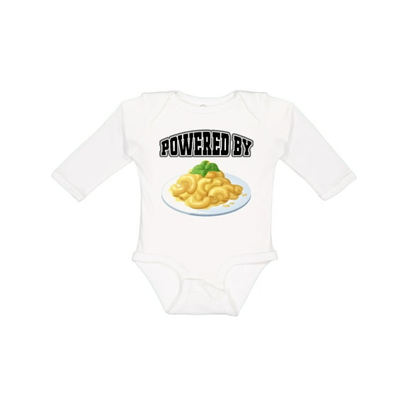 Inktastic Powered by Macaroni and Cheese Boys or Girls Long Sleeve Baby Bodysuit