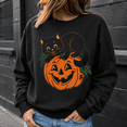 thumbnail image 3 of Halloween Shirt, Black Cat Pumpkin Sweatshirt, Vintage Jack O Lantern Hoodie, Spooky Cat Graphic Tee, Cute Fall Halloween Gift For Her, 3 of 9