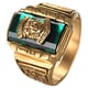 thumbnail image 5 of Anillo de cóctel de imitación de material acero inoxidable elegante chapado en oro 1973 de sello de tigre Jinwen Anillo vintage de acero inoxidable, 5 of 8
