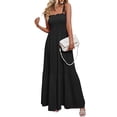 thumbnail image 4 of Xuanfei Women Solid Color Smocked Bodice Sleeveless Ruched Design High Waist Maxi Cami Dress, 4 of 7