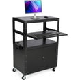 thumbnail image 1 of Chariot AV Roulant avec Armoire Verrouillable Support pour Ordinateur Portable Hauteur Réglable Chariot Utilitaire Mobile Poste de Travail avec Espace de Rangement Supplémentaire et Barre d'Alimentation, 1 of 7