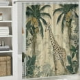 thumbnail image 6 of Orinice tropical flamingo shower curtain, sage green beige jungle exotic plants, hibiscus flowers, palm trees, banana leaves, paradise nature bath, 6 of 7