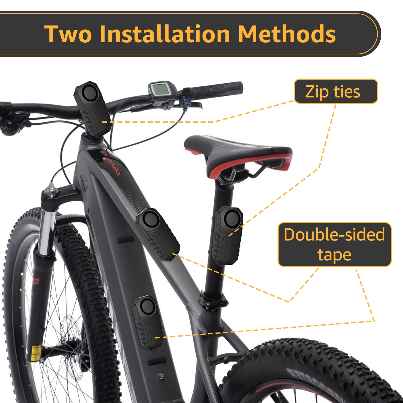 GreenCycle 113dB Bike Alarm, Bicycle Alarm with Remote, Bike Alarms for Ebikes, IP65 Waterproof, Anti Theft, 7 Levels of Sensitivity, Easy Installation for Bicycles/Electric Bicycles/Motorcycle,2PK