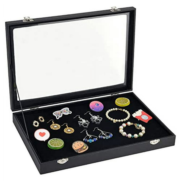 Wholesale OLYCRAFT Velvet Pin Display Box Ring Organizer Box Cabinet Brooch  Collection Display Case with Transparent Lid for for Rings Studs Earrings  Rock Badges Collectible Pins - 13.78x9.45x1.97 