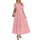 thumbnail image 4 of Vestido midi maxi informal de verano para mujer: vestido boho de playa con mangas cortas, cuello en V, cintura elástica y bolsillos - S-XXL, 4 of 5