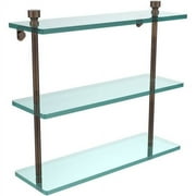 Foxtrot Collection Triple Tiered Glass Shelf - Venetian Bronze / 16 Inch
