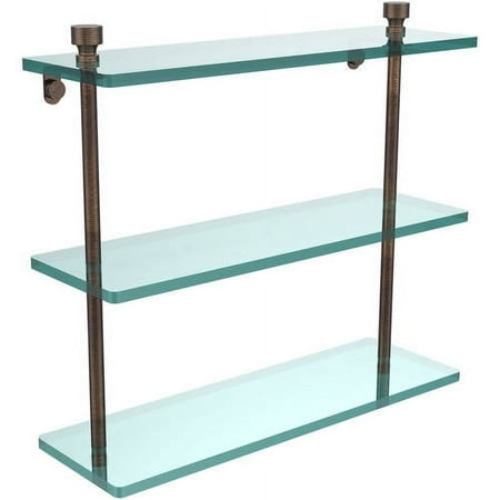 Foxtrot Collection Triple Tiered Glass Shelf - Venetian Bronze / 16 Inch