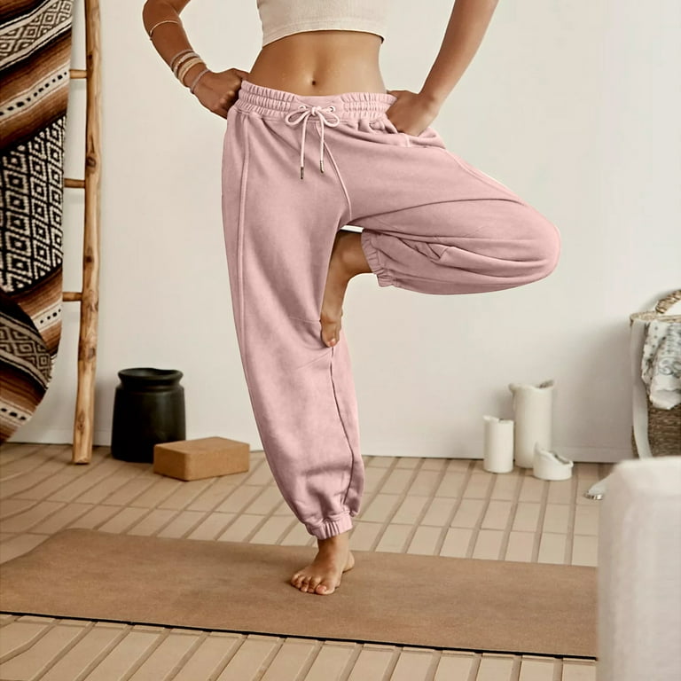 Knosfe Petite Sweatpants with Pockets Fleece Lined Lounge Drawstring  Running Y2k Sweatpants Comfortable Straight Leg Comfy Jogger Pants High  Waisted