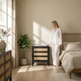 thumbnail image 5 of Rattan Nightstand, 3 Drawer Black Dresser with Natural Rattan Panels & Gold Handles, 27" Tall Modern Bedroom Furniture, 275 lbs Weight Capacity, Sturdy Wood Legs, 5 of 9