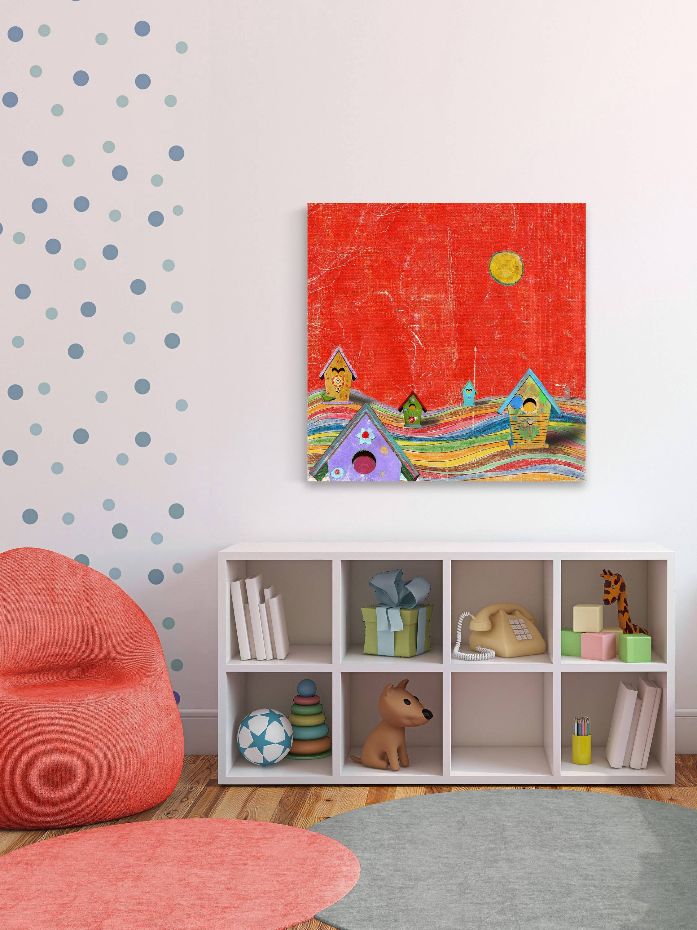 Marmont Hill Feathers, Dots & Stripes X Canvas Wall Art