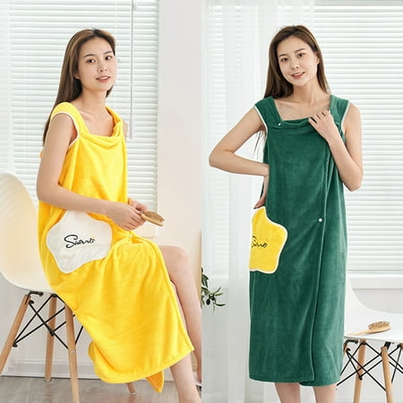 

Cheers US Women Bath Wrap Towel for Shower with Pocket Straps Robe&Facial Headband Super Absorbent Soft Velvet Spa Beach Pool Shower Drying Towel Bathrobe Travel Swim Bath Body Wrap Robe