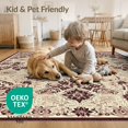 thumbnail image 4 of ODIKA 8'x10' Washable Area Rug Durable, Non-Slip Vintage Boho Grey Faded Ivory Dusty Interlocking Motifs Throw for Living Room, Under Sectional, Family, 4 of 7