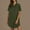 Army Green, variant on Summer Clearance Ofreoo Women's and Women's Plus Summer Button Up Shirt Skirt With A Collar Made Of Cotton and Linen Mini Dress Shirt Dress
