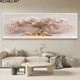 thumbnail image 3 of Póster e impresiones de flores blancas en 3D con árbol dorado de lujo claro, pintura en lienzo, arte de pared para decoración del hogar y sala de estar, sin marco, 3 of 5