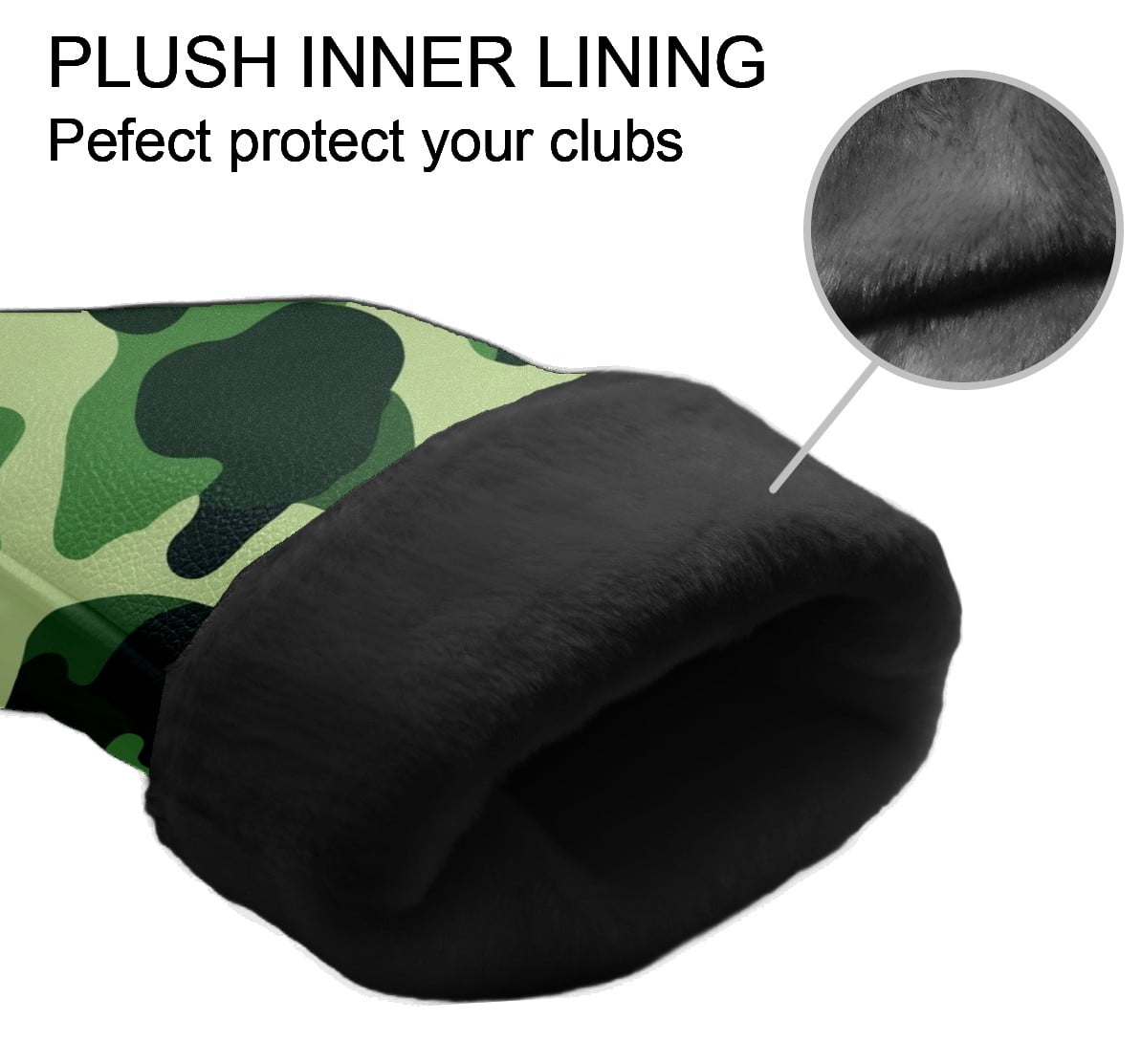 Golf Club Covers PU Leather Waterproof Head Covers for Fairway Woods Hybrids Green Camouflage Unisex Fits Most Brands