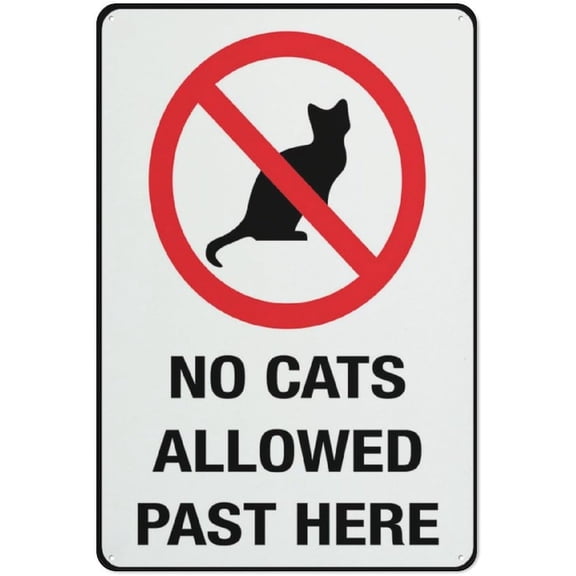 No Cats Allowed Past Here Sign Warning Sticker-Security Sign Outdoor Sign 12 X 8 Inches