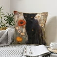 thumbnail image 4 of KLL Black Cat in Wildflowers Decorative Throw Pillow Covers Velvet Soft for Couch Sofa Bedroom Living Room Outdoor (No pillow core)- 16"x16", 4 of 5