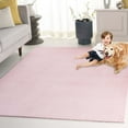thumbnail image 3 of SAFAVIEH Faux Rabbit Fur Daven Solid Polyester Machine Washable Area Rug, Pink, 6' x 6' Square, 3 of 9