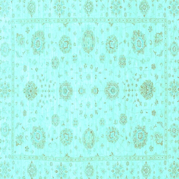 Ahgly Company Indoor Square Oriental Light Blue Traditional Area Rugs, 4' Square