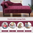 thumbnail image 4 of SYNGAR Modern Lounge Chaise Indoor, Leisure Sofa Accent Chair Upholstered Couch, Button Tufted Seat with Matching Accent Pillow, and Solid Wooden Legs, Burgundy, 4 of 13