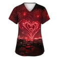thumbnail image 2 of Garbnen Happy New Year Print Scrub Shirts for Women Plus Size Stretch V Neck Short Sleeve Woman's Shirts Xmas Valentine's Day Holiday Prints Nurse Uniforms, 2 of 6