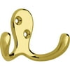 DISCONTINUED Brainerd Double Robe Hook, Polished Brass