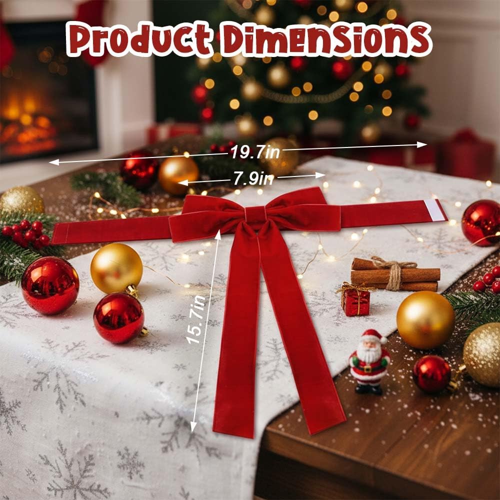 Christmas Curtain Tieback with Red Velvet Bow - Decorative Holiday Holders 19.7x15.7 Inch for Festive Home Decor, Perfect for Christmas Living Room, Window, Mantel