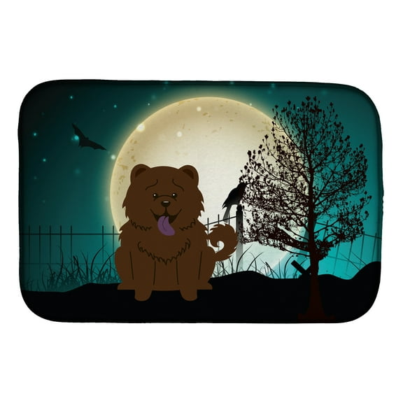 Halloween Scary Chow Chow Chocolate Dish Drying Mat