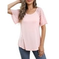 thumbnail image 4 of VERABENDI Women's Tops Plus Size Summer Raglan Bell Short Sleeve Crew Neck Lady Casual Blouses, S-3XL, 4 of 8