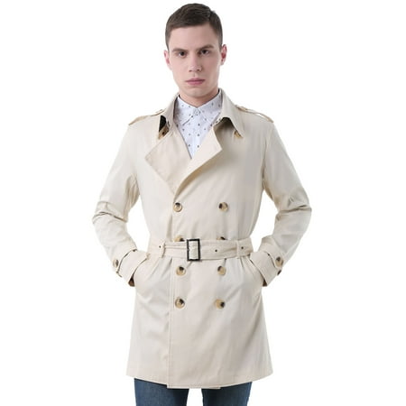 Men's Double Breasted Trench Coat w Belt Off- (Best Trench Coats Mens 2019)