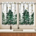 thumbnail image 3 of Christmas Kitchen Curtains Valances 3 Piece Set,Merry Xmas Trees Snowflake Rod Pocket Farmhouse Cafe Curtain Over Sink Window for Holiday Winter Decor 36 Inch, 3 of 7