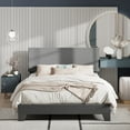 thumbnail image 2 of Amolife Queen Bed Frame, Fabric Platform Bed with Adjustable Headboard, No Box Spring Required, Light Gray, 2 of 6