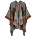 thumbnail image 6 of PIKADINGNIS Women's Winter Poncho Capes Vintage Open Front Tassel Blanket Shawl Wrap Cardigan Coat, 6 of 6