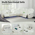 thumbnail image 3 of Recliner Sofa Sectional Couches with LED Light for Living Room,Leather Reclining Corner Sectional Sofa with 2 Recliner Seats,Cup Holder,Storage Console for House/Home Theater, Creamy, 3 of 7