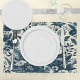 thumbnail image 3 of Ambesonne Navy Blue Place Mats Set of 4, Monochromatic Boho Daisy, Standard Size, Dark Slate Blue Coconut, 3 of 5