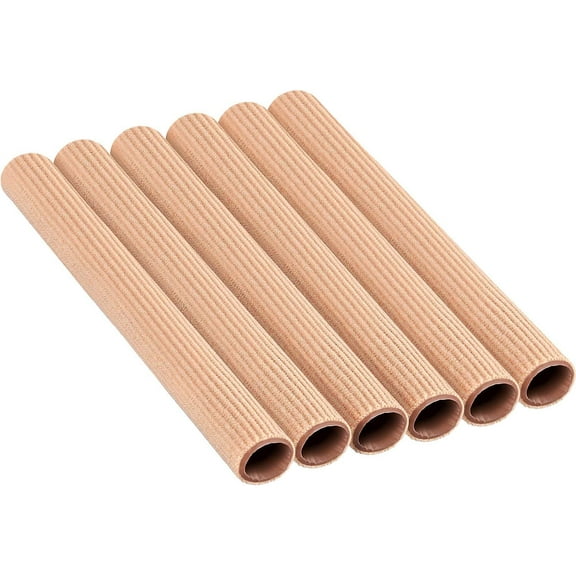 Open Gel Finger Toe Tubes 6 Pcs Fabric Gel Lined Cushion Sleeve Protector for Bunion Hammer Toe Callus Corn Blister Friction