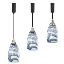 Kiven H-Type track lighting pendants Adjustable Height,Modern h track pendant lights with Dark Blue Glass Lampsade,Decorative Track Lighting Fixture for Kitchen Island Hallway, 3-Light