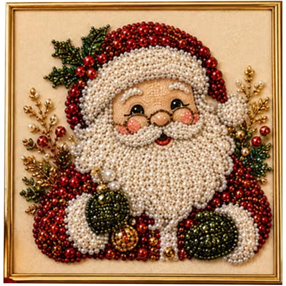 Healthloop Christmas Pearl Diamond Painting Kit with Frame, 5D Gem Art Craft for Adults Beginners Home Decor