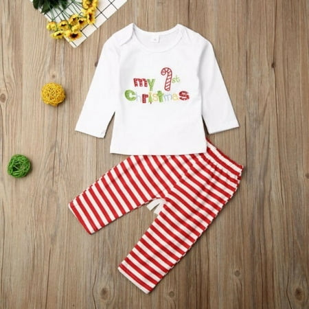 

Toddler Baby Girl Long Sleeve Tops Santa Pants Christmas Outfit 2Pcs Clothes