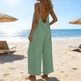 thumbnail image 2 of Open Back Jumpsuits for Women Sleeveless Adjust Spaghetti Strap Jumpsuit Boho Wide Leg Rompers with Pocket Loose Fit Full Length Jumpsuits 2026 Summer Outfits Beach Vacation Clothes, 2 of 6