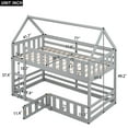 thumbnail image 4 of Aukfa Twin-over-Twin Bunk Bed with Fence and Door, Solid Wood House Bunk Bed for Kids Toddy - Gray, 4 of 9