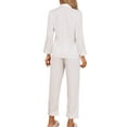 thumbnail image 3 of INSPIRE CHIC Women's Pajamas Set Long Sleeve Button Down Notched Collar Soft Casual Sleepwear Lounge Sets L White, 3 of 5