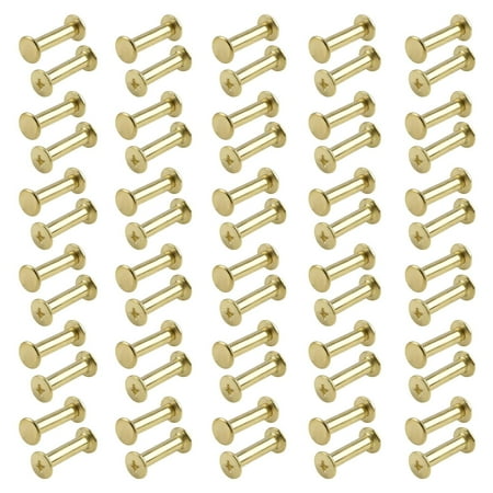 

60 Sets Chicago Screws Assorted Kit 5mm x 20mm Binding Screws Post Golden M5 Round Cross Head Stud Screw Posts Nail Rivet Book Binding Posts for Scrapbook Photo Albums