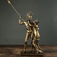thumbnail image 2 of Escultura de bronce envejecido, resina, guerrero griego y musa, 38 cm, 2 of 2