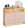 thumbnail image 1 of Commode à 6 Tiroirs avec Station de Recharge et Lumières DEL, Organisateur de Rangement Moderne de 47,24 Po de Large avec Compartiments Ouverts pour Chambre, Salon, Entrée, en Blanc, 1 of 7