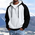 thumbnail image 3 of FchengtaiS Mens Waffle Knit Textured Hoodies Sherpa Lined Raglan Sleeve Sweatshirts Colorblock Pullover Tops for Fall Winter, 3 of 8