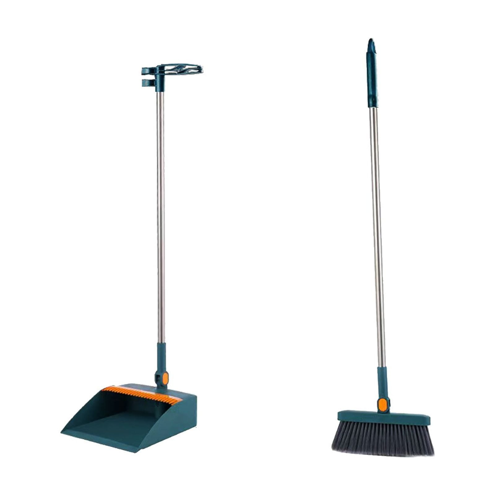 Broom and Dustpan Set,Brooms and Dustpan Set Double-Layer Scraper Foldable Dustpan Non-Stick Hair Dustpan Sweeping Brooms 180-Degree Rotatable Brooms for Vertical Storage,Pet Hair Broom