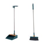 Broom and Dustpan Set,Brooms and Dustpan Set Double-Layer Scraper Foldable Dustpan Non-Stick Hair Dustpan Sweeping Brooms 180-Degree Rotatable Brooms for Vertical Storage,Pet Hair Broom