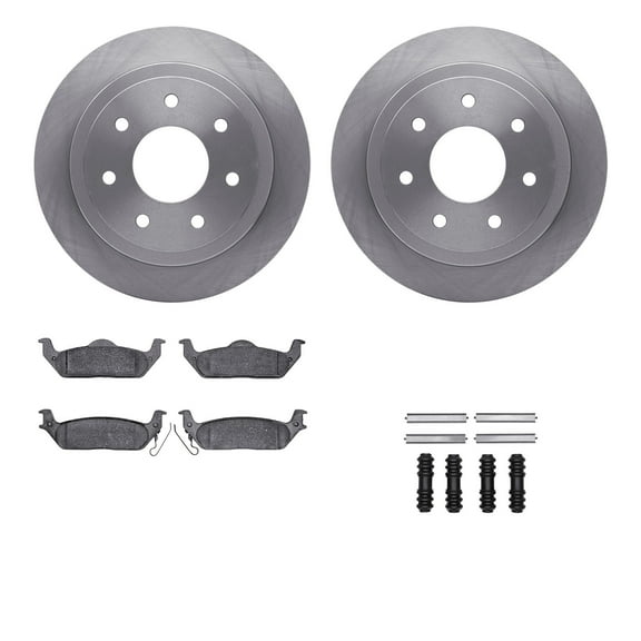Dynamic Friction Company Rear Brake Rotors with Ultimate Duty Performance Brake Pads includes Hardware 6412-54224