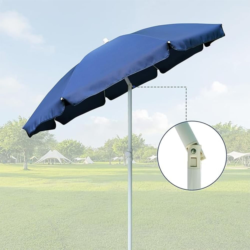 AMMSUN 6ft Blue Portable Picnic Umbrella Small beach Patio Umbrella,Push Up & Tilt & Carry Bag